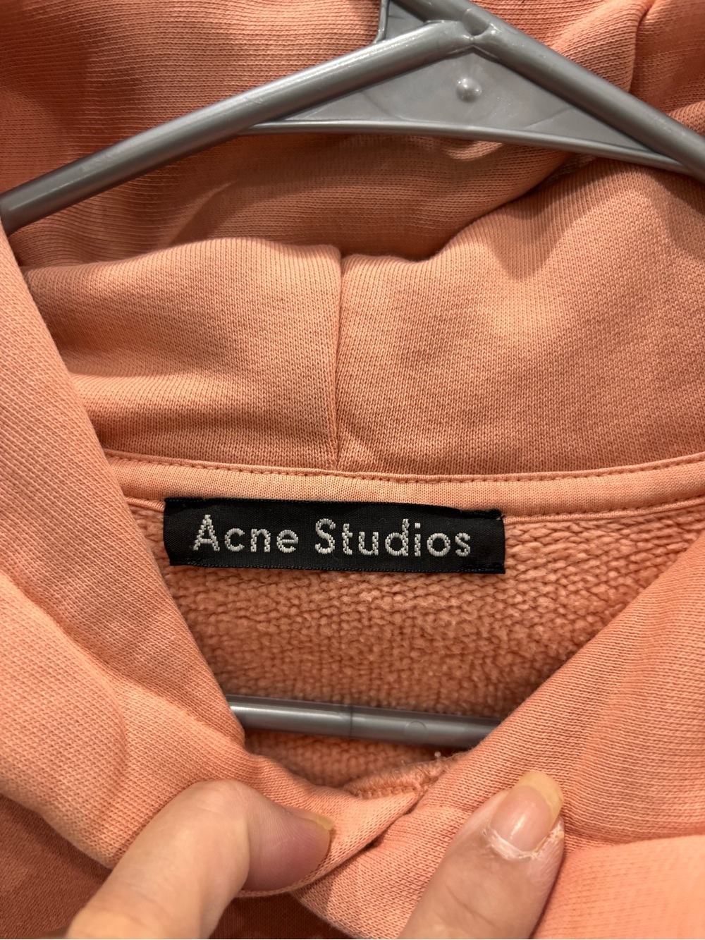 Acne Studios Ferris Face Hoodie Size Large Pink Salmon Peach Size S - Picture 5 of 6